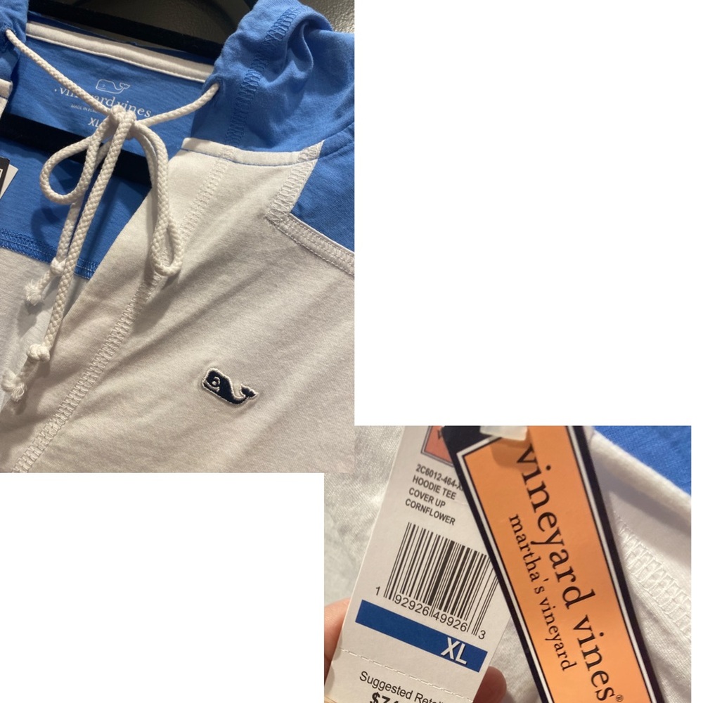 NWT | Vineyard Vines Hooded Beach Cover-up | Blue & White | XL - Picture 3 of 3